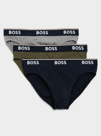 BOSS Mens Navy/khaki/grey briefs Cotton Stretch 3-pack