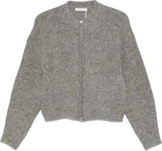 Low Classic LOW Classic - Cardigan met hoge kraag en rits - Dames - Truien - Grijs - Maat: M Zijde