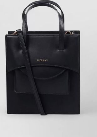 Hidesins medium leather tote bag front pocket