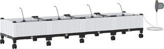 vidaXL Maceta De Jard&iacute;n Con Riego Y Ruedas 4 Uds. Blanco Pp Vidaxl