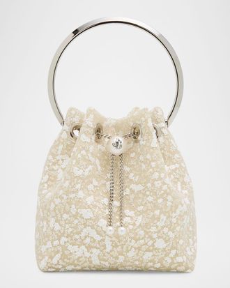 Jimmy Choo London Bon Bon Lace Top-Handle Bucket Bag
