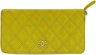 Chanel Pre-owned Vintage Portemonnee - Dames - Vintage Accessoires - Geel - ONE Size - Leer - Vintage