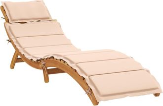 vidaXL Vidaxl - Tumbona Con Coj&iacute;n Beige Madera Maciza De Acacia