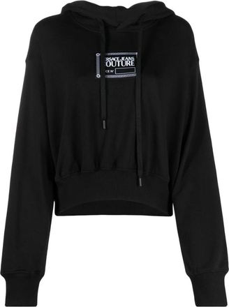 Versace Jeans Couture Zwarte Pullover met Bio-Fleece - Dames - Hoodies - Zwart - M - Hoodies & sweatvesten