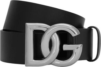 Dolce & Gabbana Leren riem met logo - Dames - Riemen - Zwart - 90 CM - Leer - Accessoires