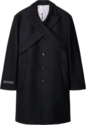 Off-white crossed single-breasted coat - men - Viscose/Polyamide/Wool/Cotton - 50 - Black