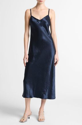 Vince Midi Satin Slipdress in Coastal at Nordstrom, Size Xx-Small