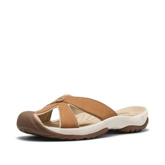 Keen womens Bali Slip on Leather Sandals Closed Toe, Chipmunk/Birch, 10