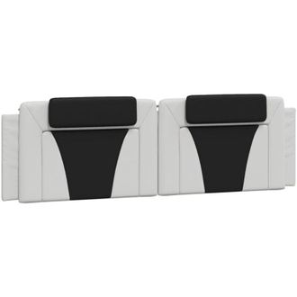 vidaXL Cabecero De Cama Acolchado Cuero Sint&eacute;tico Blanco Negro 180 Cm Vidaxl