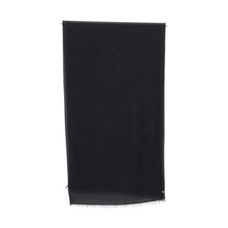 Emporio Armani Scarves, female, Black, Size: ONE SIZE Monogram Fringed Scarf