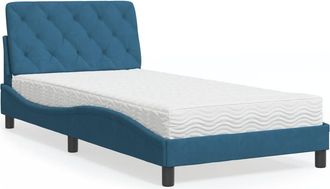 vidaXL Cama Con Colch&oacute;n Terciopelo Azul 100x200 Cm Vidaxl