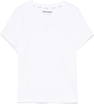 DKNY logo-embroidered T-shirt - women - Modal/Cotton - M - White