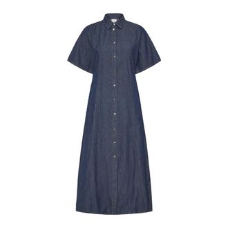 Ichi Jurken - Dames - Shirt Kleedjes - Blauw - XL - Denim - Kleedjes