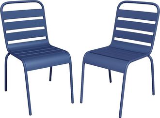 Vente-Unique Sedia da giardino impilabile in Metallo Blu Notte - Lotto di 2 - MIRMANDE