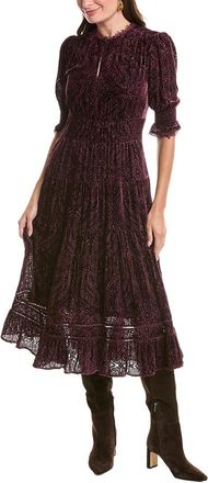 Johnny Was Daphne Silk-Blend Tea-Length Dress