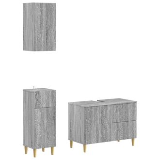 vidaXL Juego De Armarios De Ba&ntilde;o De 3 Piezas Delft Sonoma Gris Vidaxl