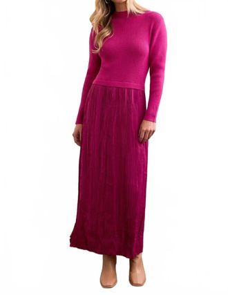 Tribal Lined Long-Sleeve Twofer Maxi Dress In Pink Flambe