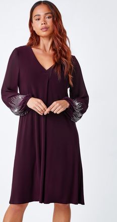 Roman Sparkle Sleeve Stretch Dress