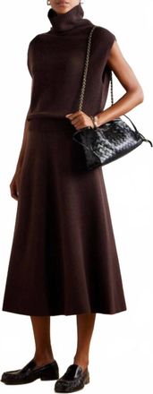 Allude Midi Flare Knit Skirt In Brown