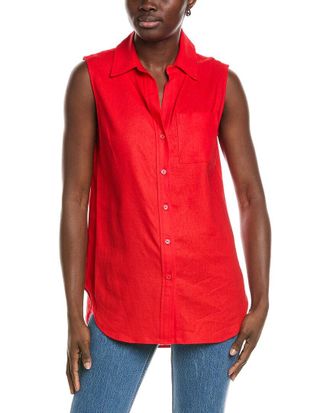 Jones New York Sleeve Knot Linen-Blend Shirt