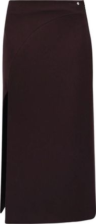 ottod'Ame Rokken, Dames, Bruin, S, Polyester, Midi Rok in Dubbele Jersey