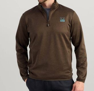 Huk Coldfront+ 1/4 Zip Pullover In Pluff Mud Heather