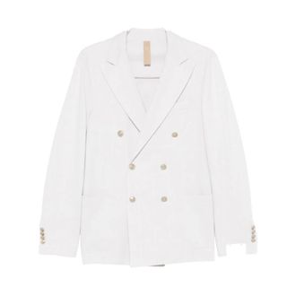 Eleventy Blazers, male, White, Size: 2XL Double-Breasted Pinstripe Blazer