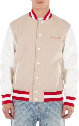 Balmain Logo Embroidered Varsity Jacket, Brand Size 46 (US Size 36)