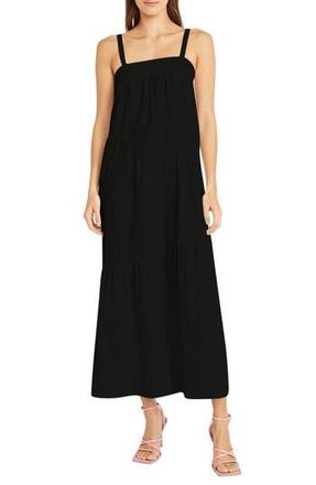 Donna Morgan Tiered Stretch Cotton Maxi Sundress in Black at Nordstrom Rack, Size 10