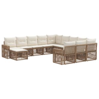vidaXL Conjunto De Sof&aacute;s De Jard&iacute;n 12 Pcs Beige Y Blanco Crema Vidaxl