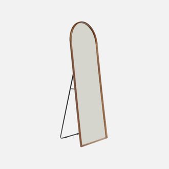 Sweeek Espejo De Arco De Pie De Madera De Hevea Con Base De Acero, 170cm