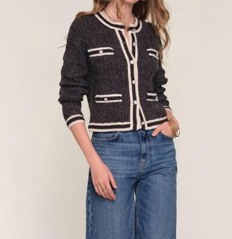 Heartloom Yara Button Front Cardigan In Charcoal