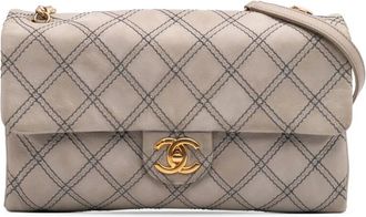 Chanel Borsa a tracolla Jumbo Triple Stitched in pelle di vitello trapuntata con battente 2014 - Grigio