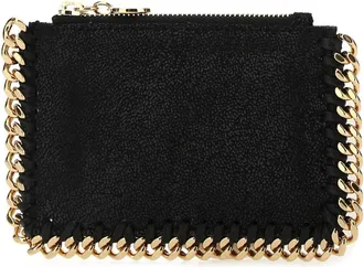 Stella McCartney Womens Black Shaggy Deer Falabella Card Holder 1000 F: Polyester Portafogli Wallet