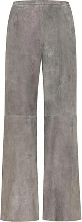 Forte_Forte Pantalon daim - Dames - Wijde Broeken - Grijs - M - Leer - Broeken