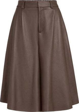 Brunello Cucinelli Nappa-leather Wide Bermuda Shorts With Monili