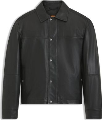 HUGO BOSS Joban Leren Shirt - Heren - Leren en Su&egrave;de Jassen - Zwart - 2XL - Leer - Jassen