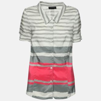 Emporio Armani Grey/pink Striped Silk Top