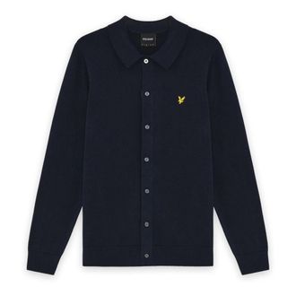 Lyle & Scott Mid Knits Katoenen Gebreid Shirt - Heren - Truien - Blauw - Maat: L Katoen