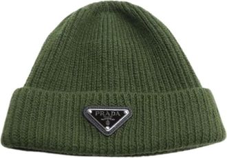 Prada Pre-owned Wollen Mut - Dames - Vintage Accessoires - Groen - ONE Size - Wol - Vintage