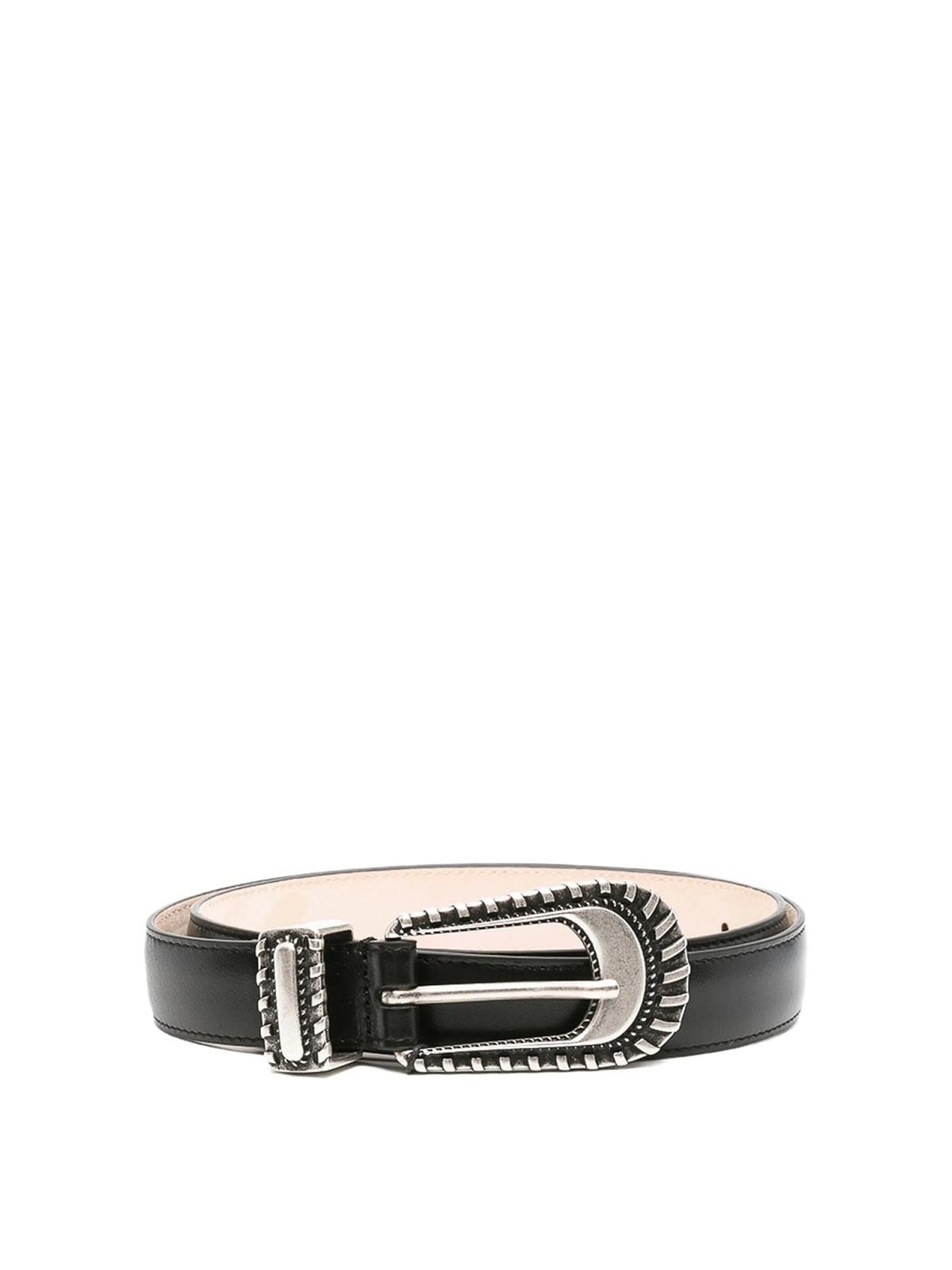 Ceinture Skinny Cuir Marron à Clous Et Strass - Femme Taille M/L