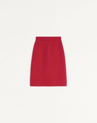 Valentino Plain Wool Tweed Midi Skirt Wo