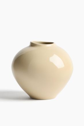 H&M Formsch&ouml;ne Steingutvase - Hellgelb