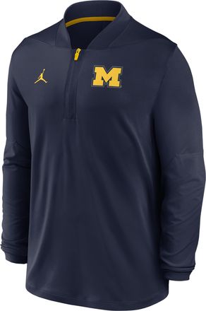 Nike Jordan Mens Michigan Sideline Jordan Brand Dri-FIT College 1/2-Zip Top in Blue | 0JBACNAMMWN-UCQ