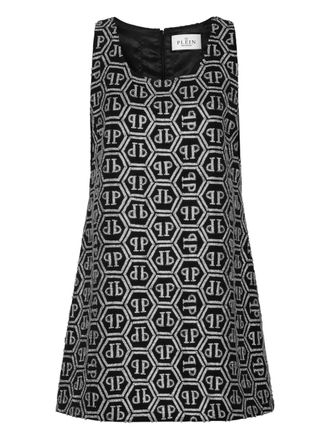 Philipp Plein Monogram Strass mini dress - women - Fabric - L - Black