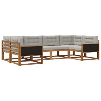 vidaXL Conjunto De Sof&aacute;s De Exterior 6 Pcs Natural Y Gris Claro Vidaxl