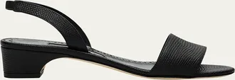 Manolo Blahnik 30mm Patobarnu Embossed Leather Sandals