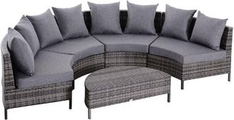 OUTSUNNY 5PCS Garden Rattan Wicker Sofa Outdoor Patio Furniture Set w/ Pillow