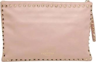 Valentino Pre-owned Clutches, female, Pink, Size: ONE SIZE Pre-owned Vintage Leather Clutch