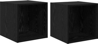 vidaXL Vidaxl - Mueble De Pared Con Estante 2 Pcs Roble Negro 37 X 37 X 37 Cm
